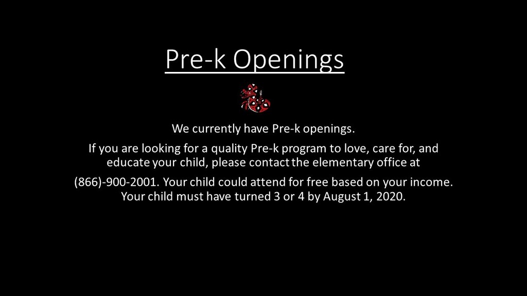 Pre-K Openings